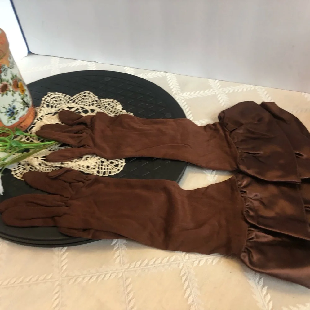 Vintage 1950s Bemberg Gloves by Gutman Lann Gloves Espresso Brown Size 6.5”